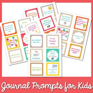 48 Journal Prompts for Kids | Printable Kids Journal Prompts | Fun Writing Prompts | Creative Journal Prompts | Kids Daily Journal Activity