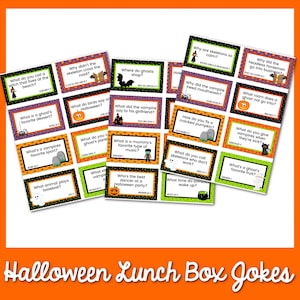 20+  Halloween Lunch Box Jokes| Printable Halloween Joke Cards| Lunch Box Surprises | Spooky Halloween Puns  | Printable Joke Cards for Kids