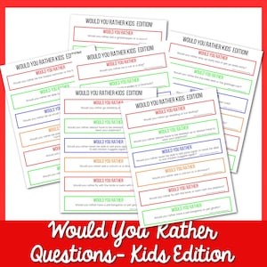 60 Would You Rather Questions for Kids | Printable Would You Rather for Kids | Funny Would You Rather Questions | Would You Rather for Kids