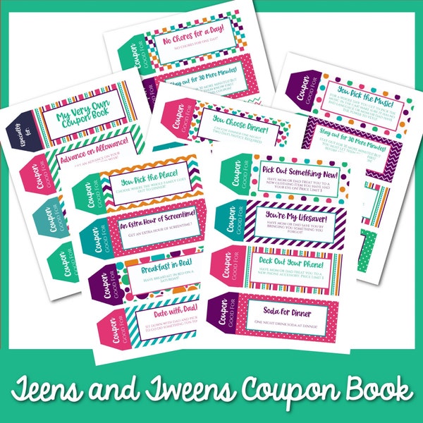 39 Printable Coupons for Tweens and Teenagers, Gifts for Teenagers, Gifts for Kids, Stocking Stuffers, Last Minute Gift for Teenagers