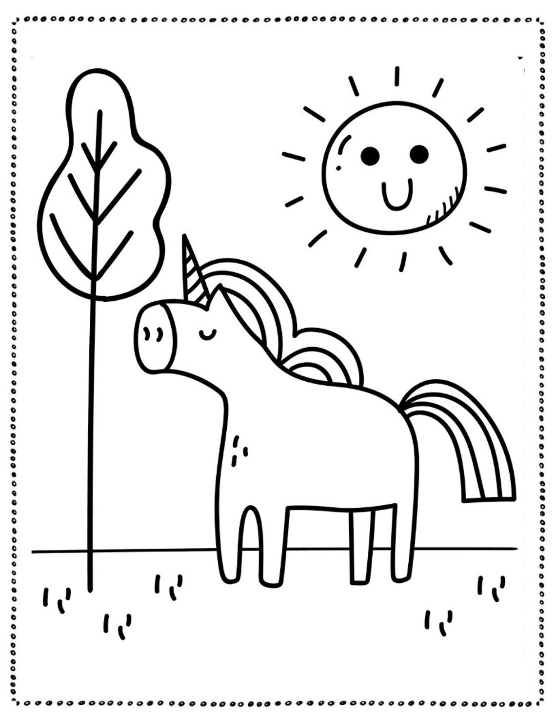Unicorn Coloring Pages Cute Unicorn Themed Coloring Pages Etsy