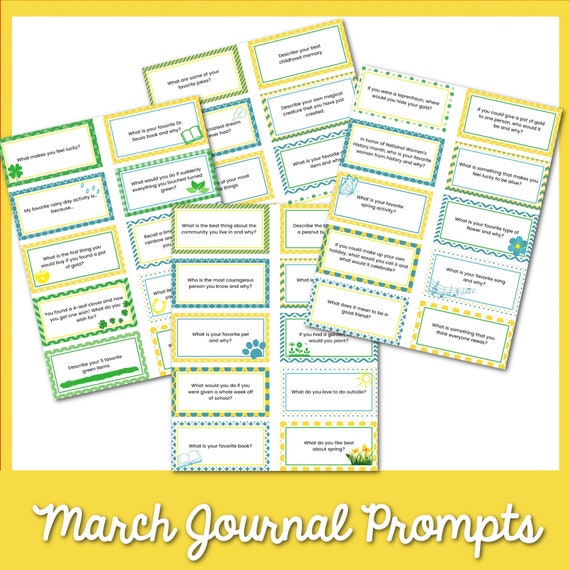 40 March Journal Prompts | Printable March Writing Prompts | Journaling for All Ages | Creative Writing Ideas | Daily Writing Inspiration
