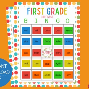 First Grade Sight Word Bingo | Sight Word Bingo for 1st Graders ...