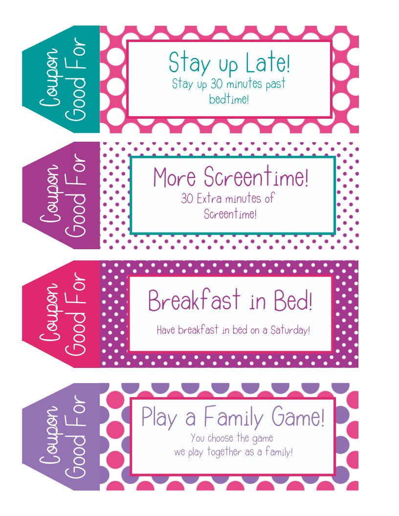 Kids Coupon Book, 39 Printable Coupons for Kids, Gifts for Kids, Gifts ...