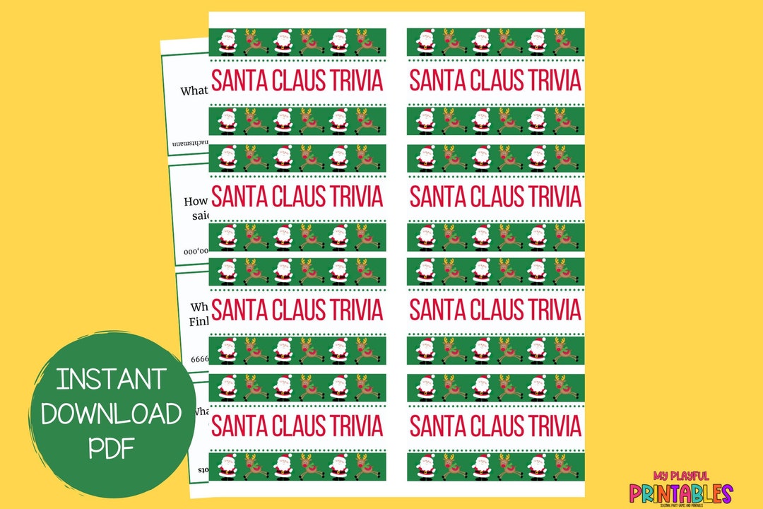 Santa Claus Trivia Trivia for Kids Christmas Trivia Santa Claus Trivia ...
