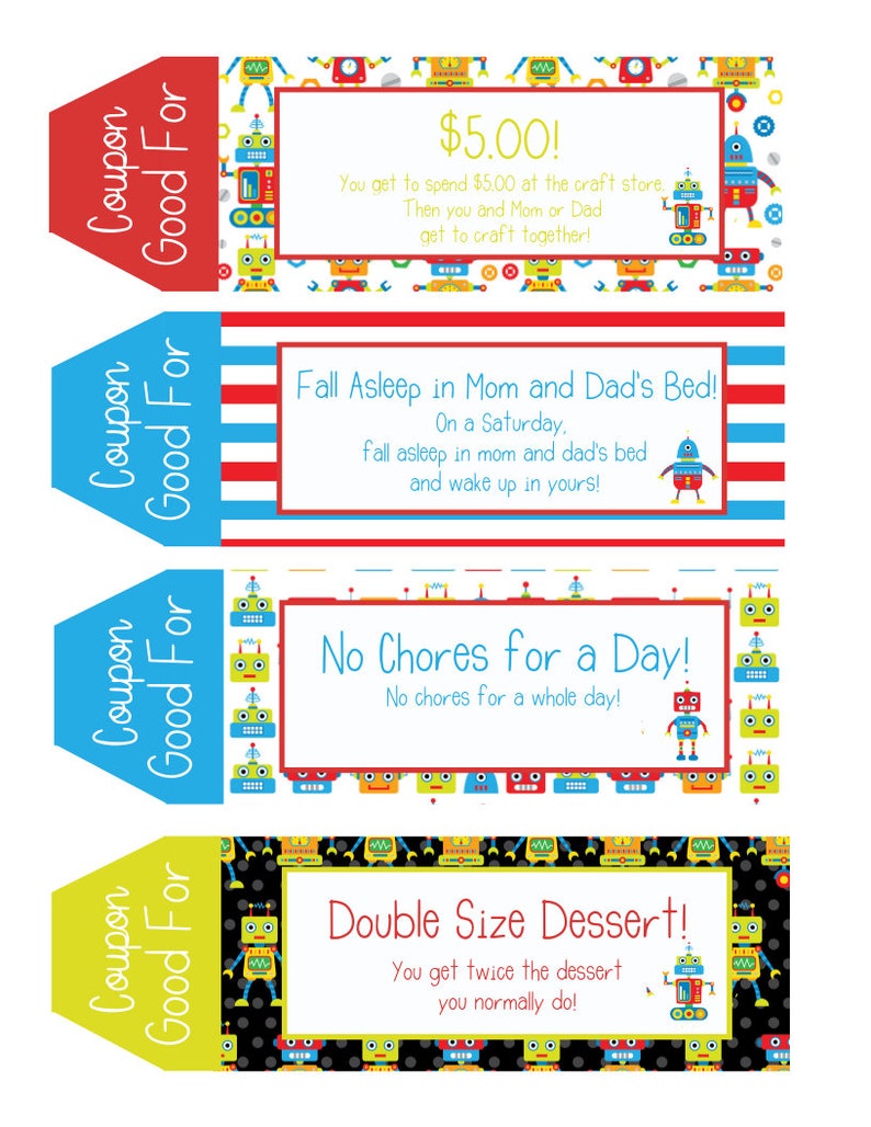 Kids Coupon Book, 39 Printable Coupons for Kids, Gifts for Kids, Gifts ...