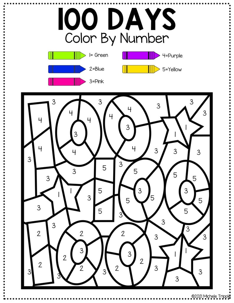 20 Days of School Color By Number, Coloring Guide for Kids, Coloring  Activity for Kids