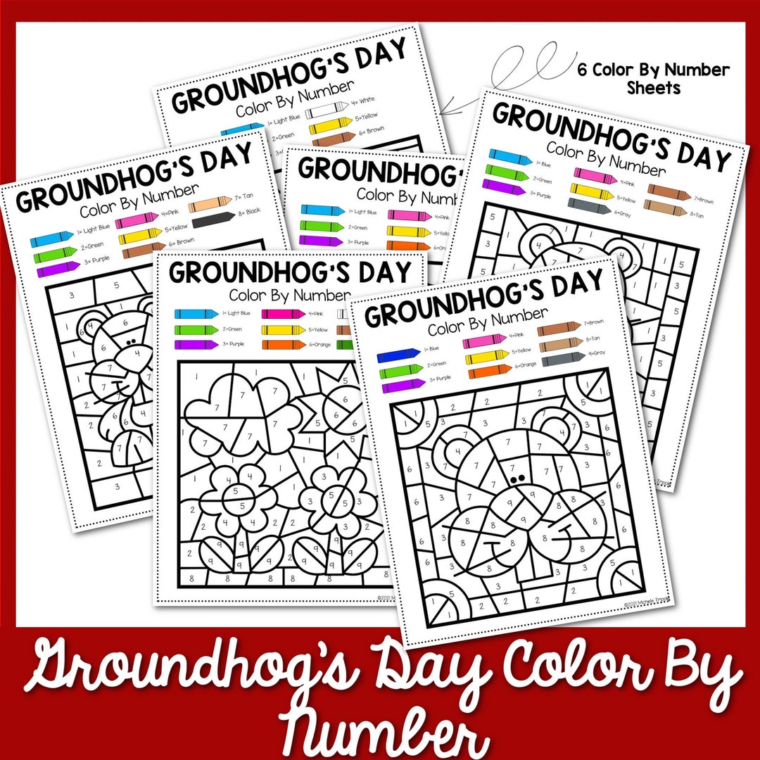 Groundhog Days Color by Number for Kindergarten Coloring