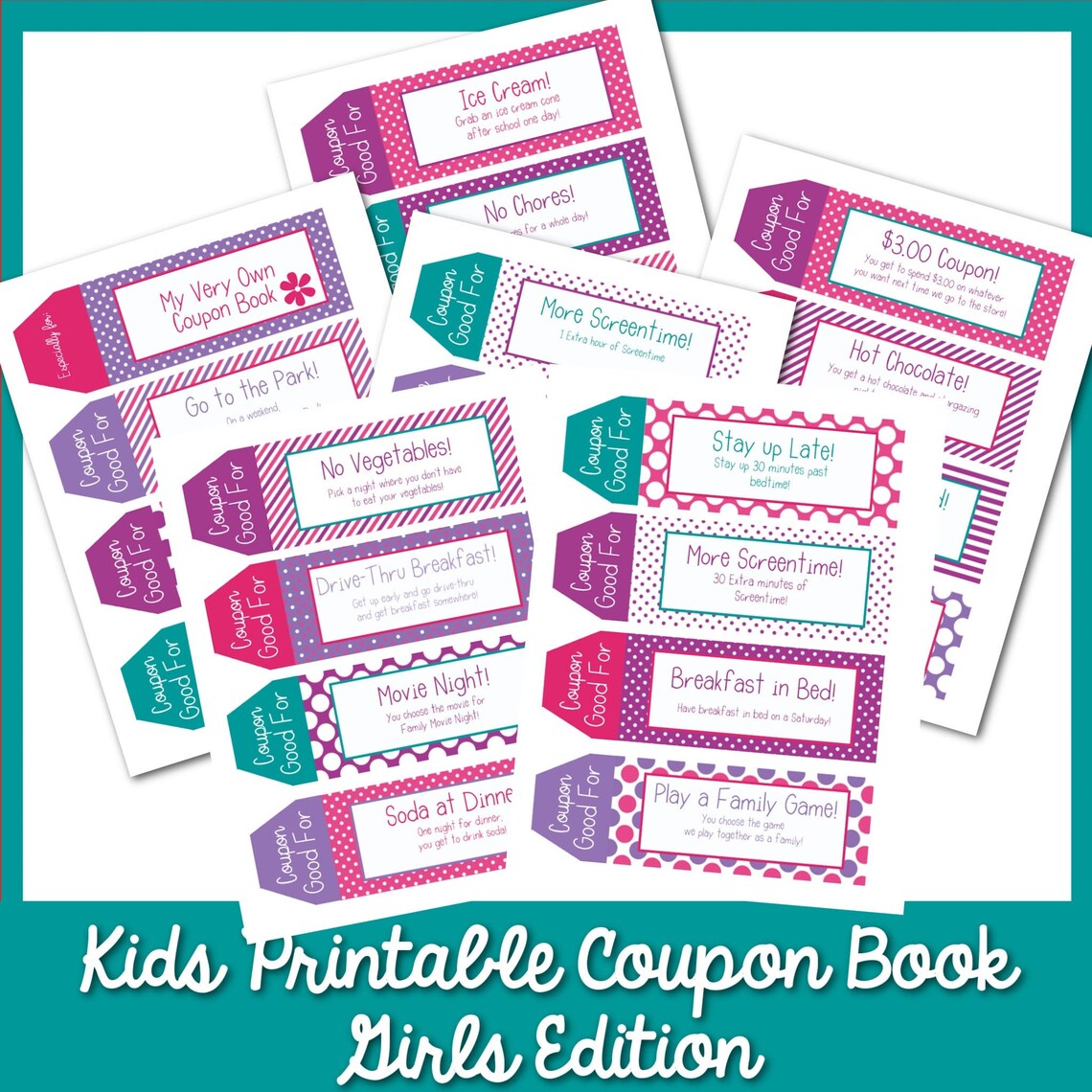 Kids Coupon Book, 39 Printable Coupons for Kids, Gifts for Kids, Gifts ...