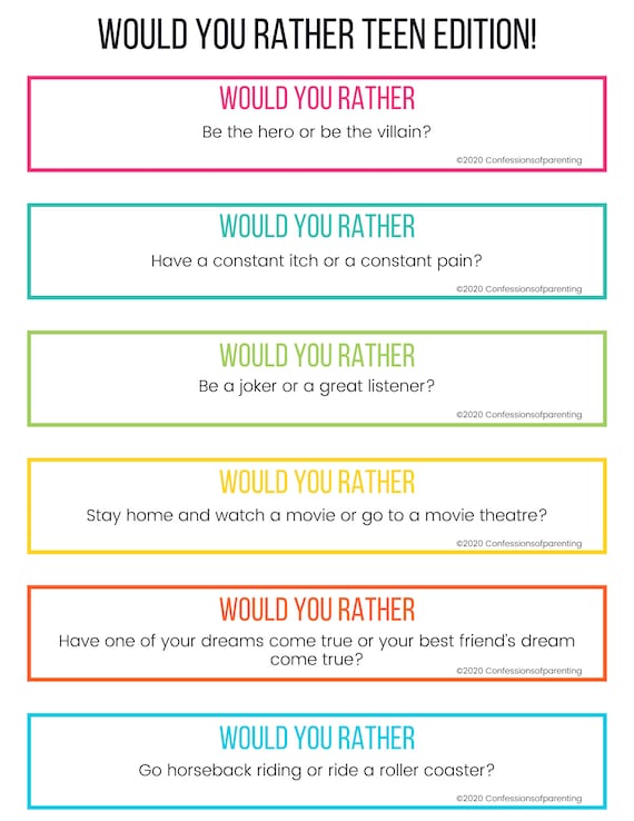 75 Would You Rather Questions for Teens 