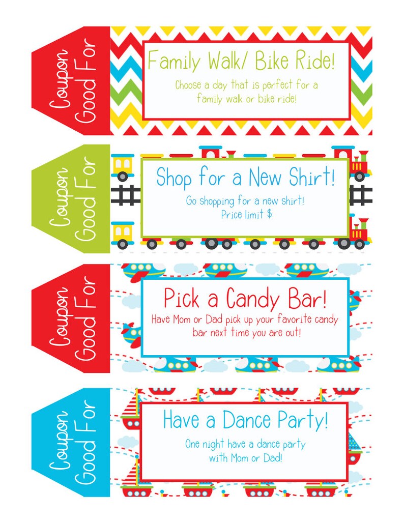 Kids Coupon Book, 39 Printable Coupons for Kids, Gifts for Kids, Gifts