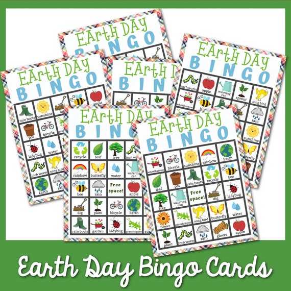 Earth Day Bingo Cards Bingo Game at Home Fun Activity for