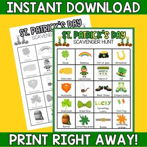 St. Patrick&#39;s Day Scavenger Hunt Game | Printable Party Games | St. Patrick&#39;s Day Activities | St. Patrick&#39;s Day Party Game | Scavenger hunt