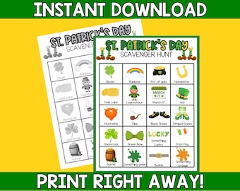 St. Patrick's Day Scavenger Hunt Game | Printable Party Games | St. Patrick's Day Activities | St. Patrick's Day Party Game | Scavenger hunt