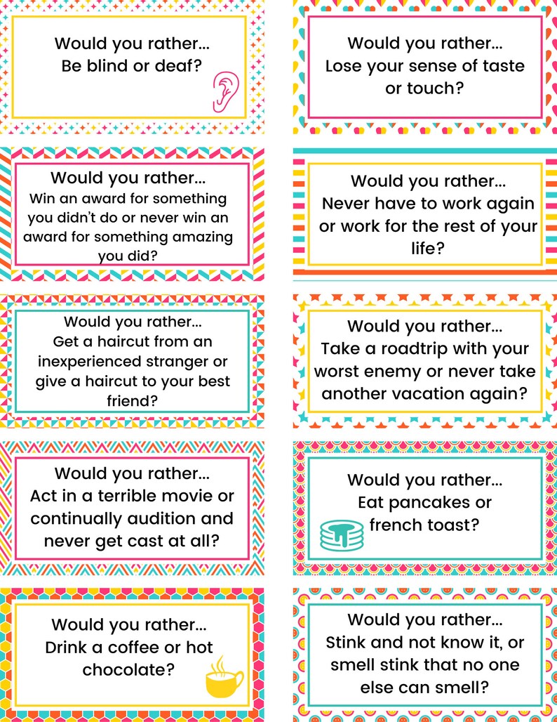 50 Would You Rather Journal Prompts Etsy