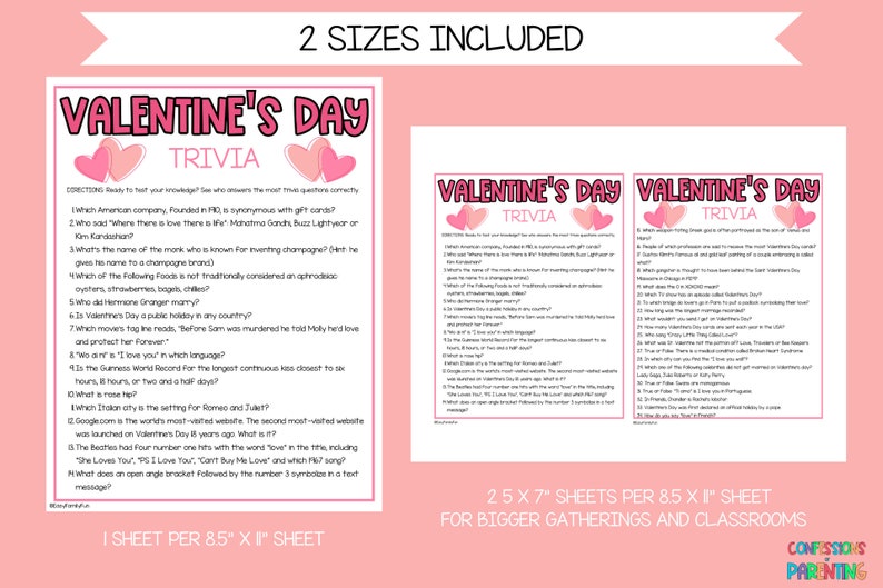 100 Valentines Day Trivia Questions| Trivia Games for Kids| Printable ...