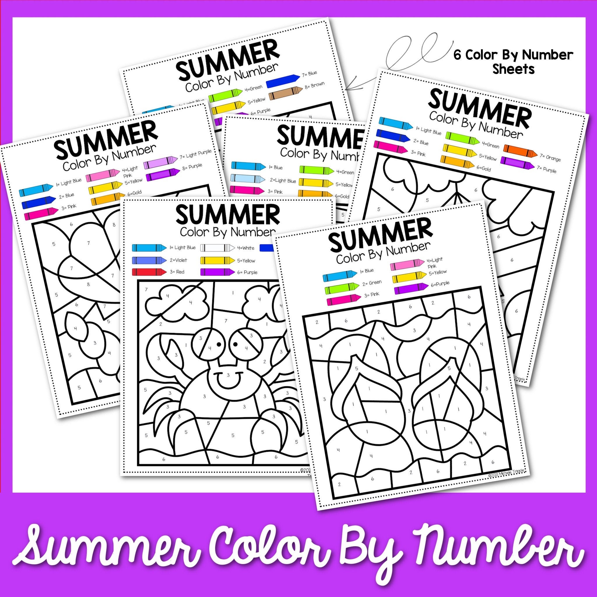 Summer Color by Number Activity for Kindergarten Back to