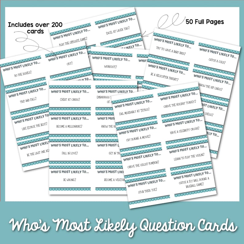 400 Who's Most Likely Question Cards Perfect for (Download Now) Etsy