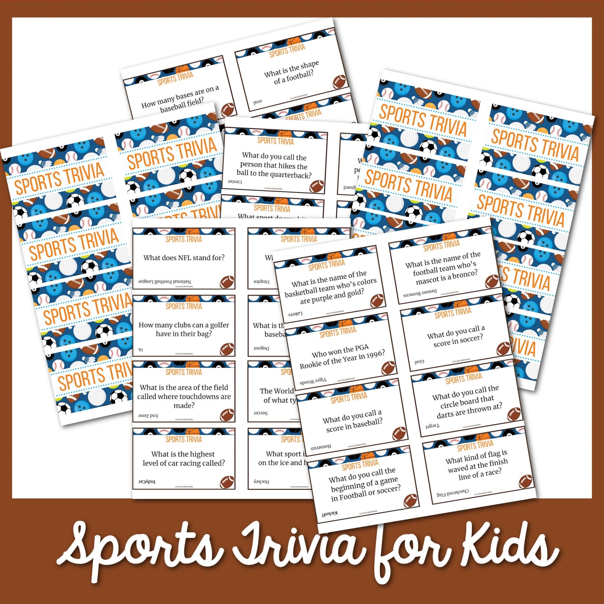 50 Sports Themed Trivia Cards Etsy