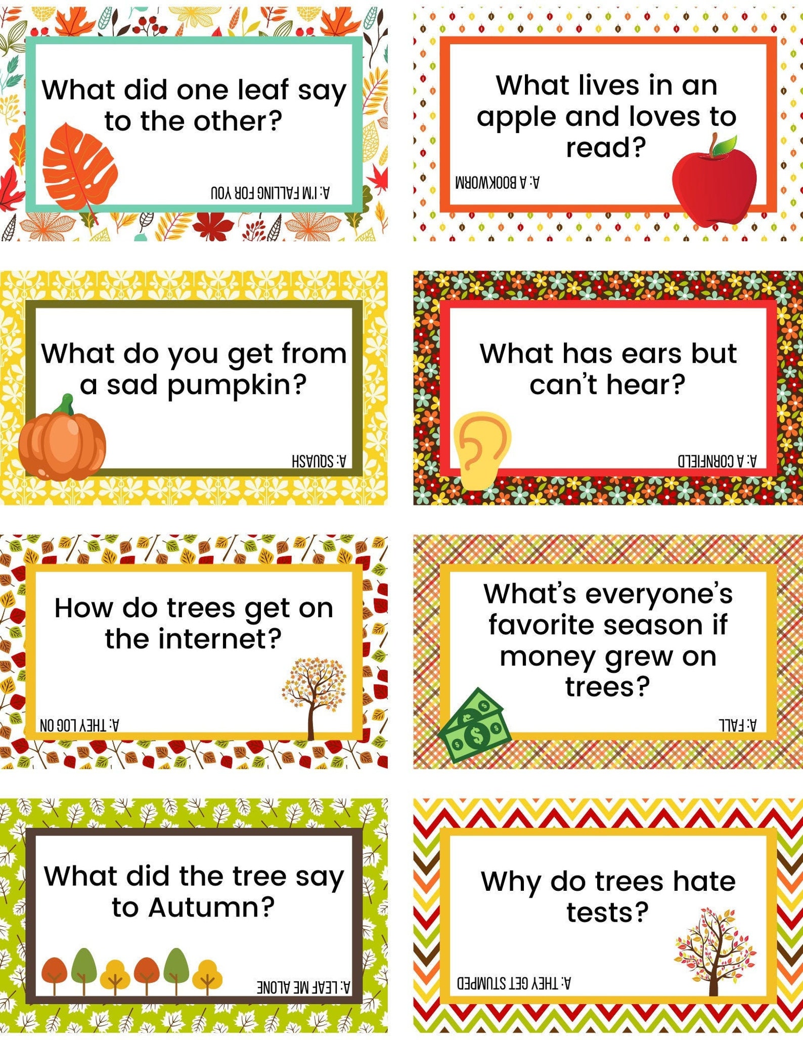 Fall Lunch Box Jokes Etsy