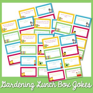 100 blagues sur la boîte à lunch sur le thème du jardin | Notes imprimables pour les enfants | blagues boîte à lunch jardin | Notes amusantes de boîte à lunch pour enfants| Blagues de jardin à imprimer