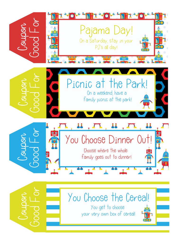 Kids Coupon Book, 39 Printable Coupons for Kids, Gifts for Kids, Gifts ...