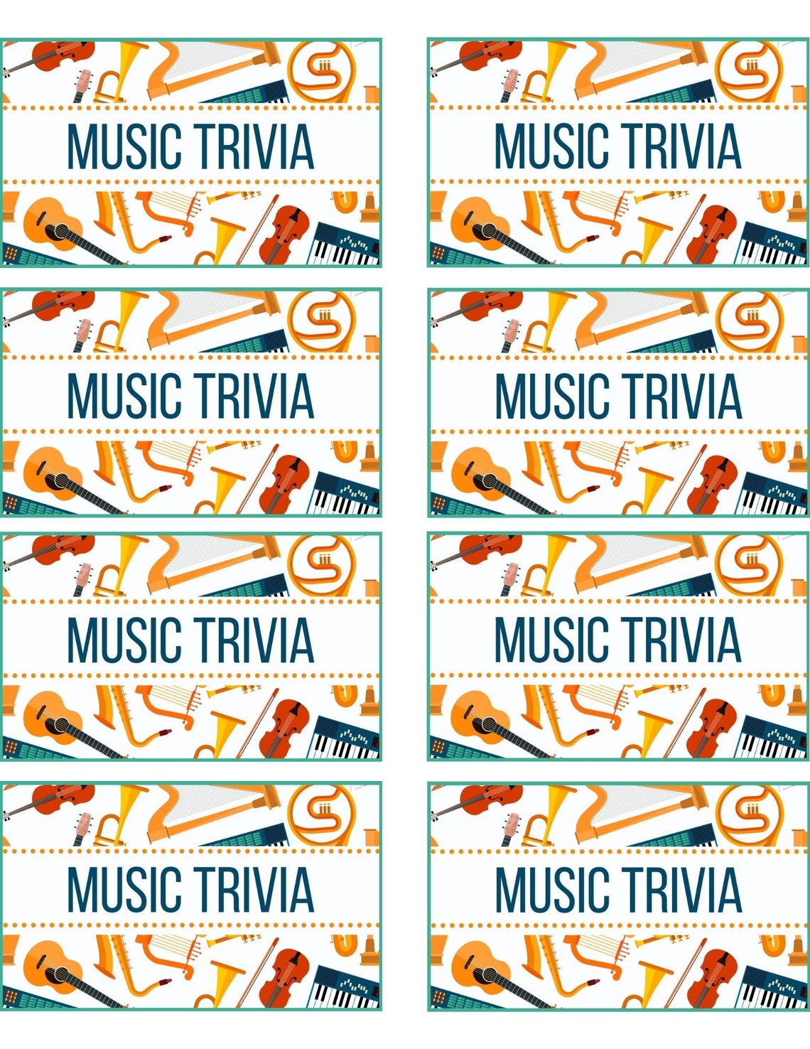 Music Trivia, Trivia for Kids, Printable Trivia for Kids, Digital
