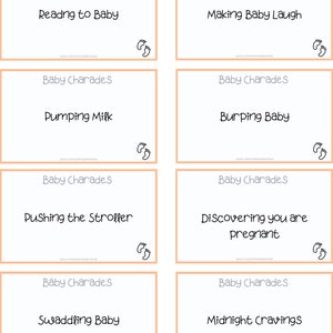 100 Charadas para Baby Shower / Juego para Baby Shower / Charadas Divertidas / Juego para Romper el Hielo / Charadas para Invitados y Familia / Juegos de Fiesta Imprimibles imagen 2
