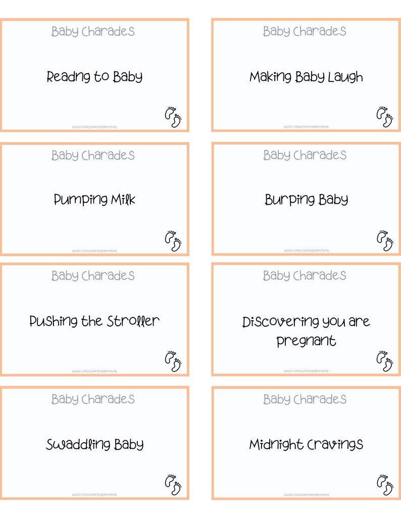 100 Charadas para Baby Shower / Juego para Baby Shower / Charadas Divertidas / Juego para Romper el Hielo / Charadas para Invitados y Familia / Juegos de Fiesta Imprimibles imagen 2
