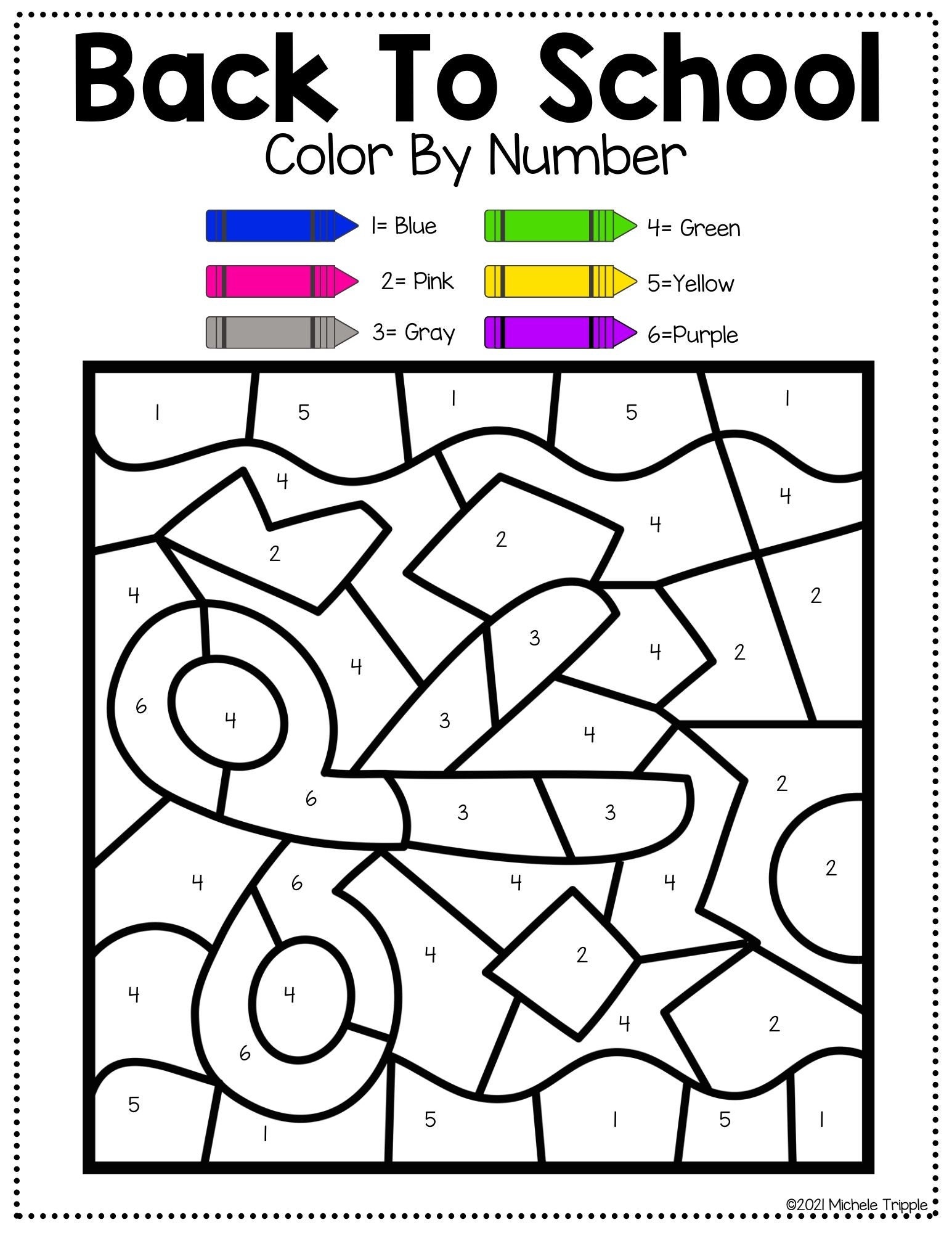 Back To School Activity Color By Number Activity For Kids Etsy Espa a