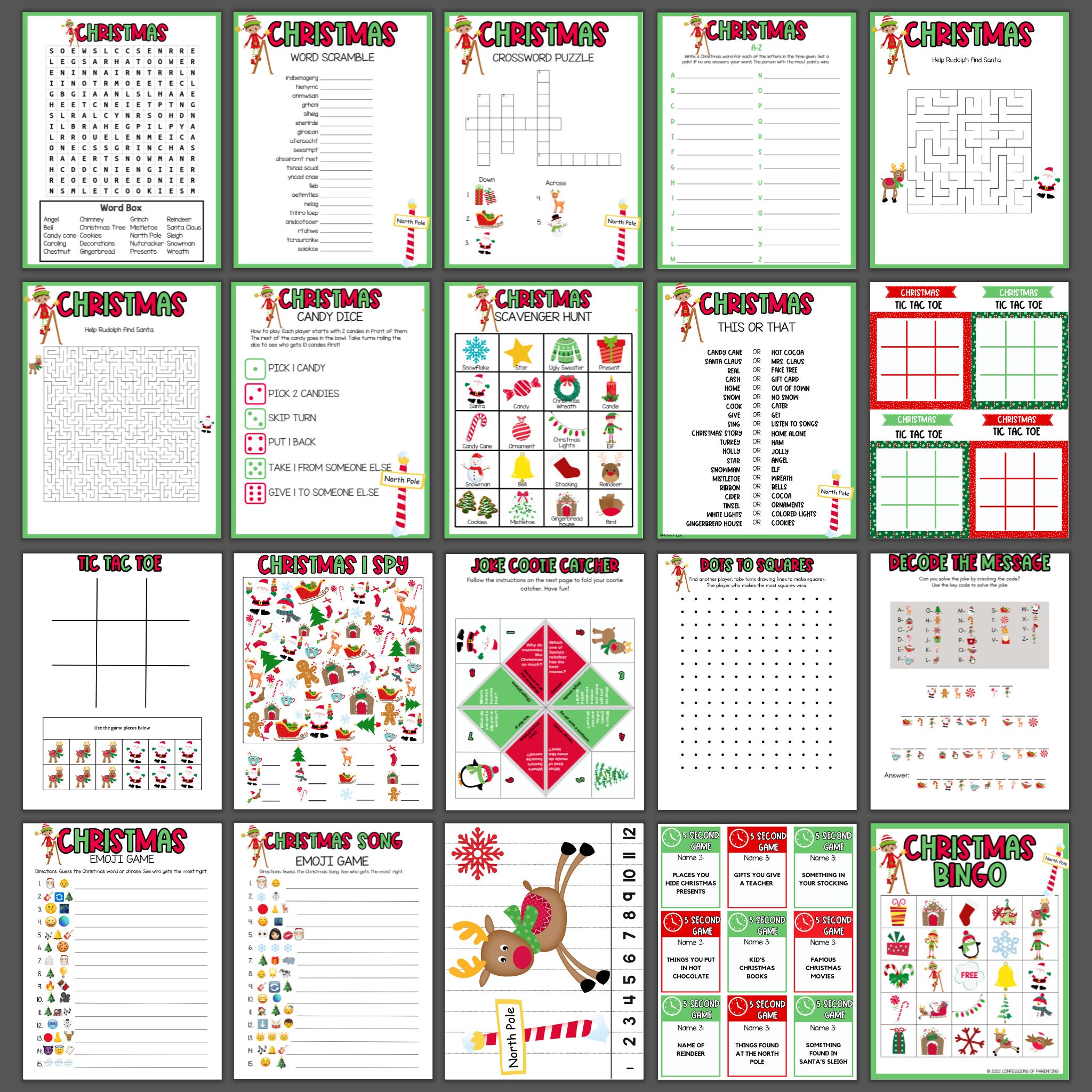 Printable Christmas Game Bundle | Christmas Party Games | Christmas ...