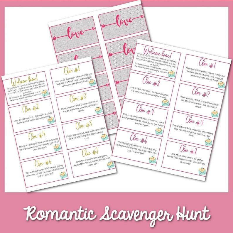 Romantic Scavenger Hunt Couples Scavenger Hunt Printable Valentine's ...