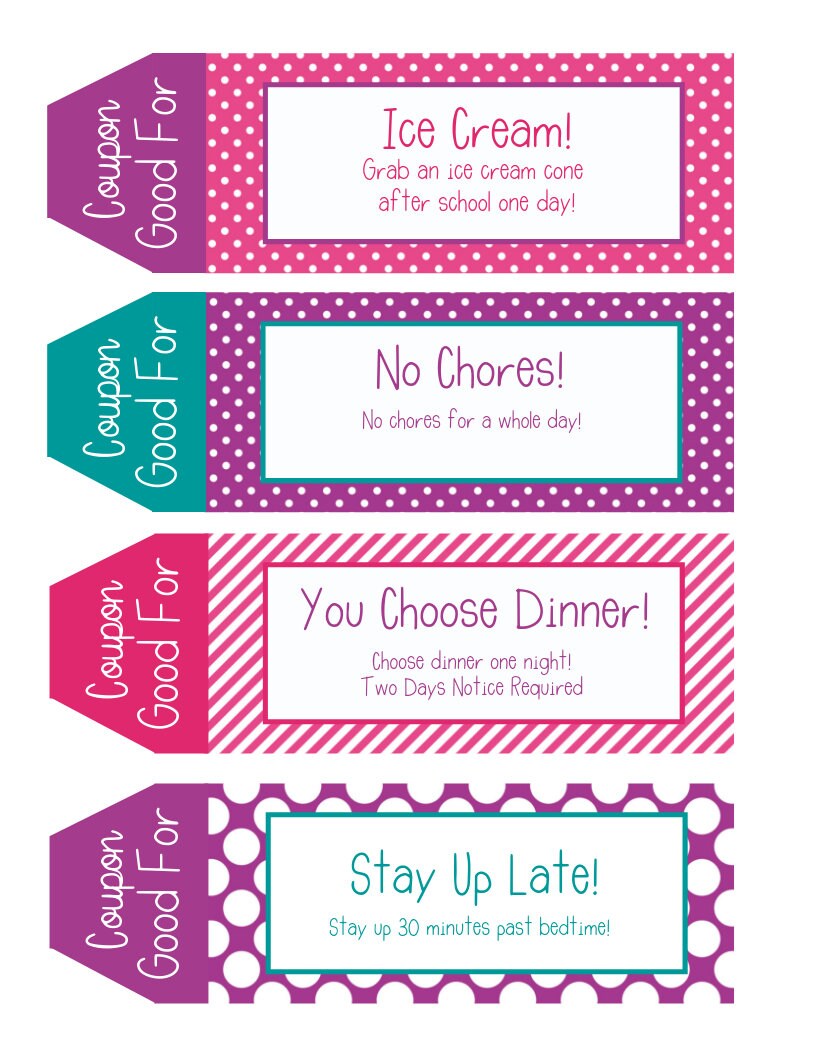 Kids Coupon Book, 39 Printable Coupons for Kids, Gifts for Kids, Gifts ...
