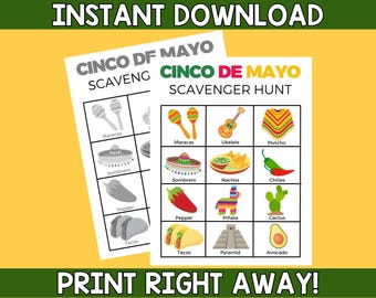Cinco de Mayo Scavenger Hunt Game | Utskrivbar Cinco de Mayo Scavenger Hunt | Cinco de Mayo spel för barn | Klassrumsaktivitet i Cinco de Mayo