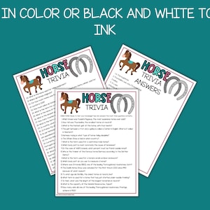 Horse Trivia Trivia for Kids Horse Unit Study Science Trivia Trivia in ...