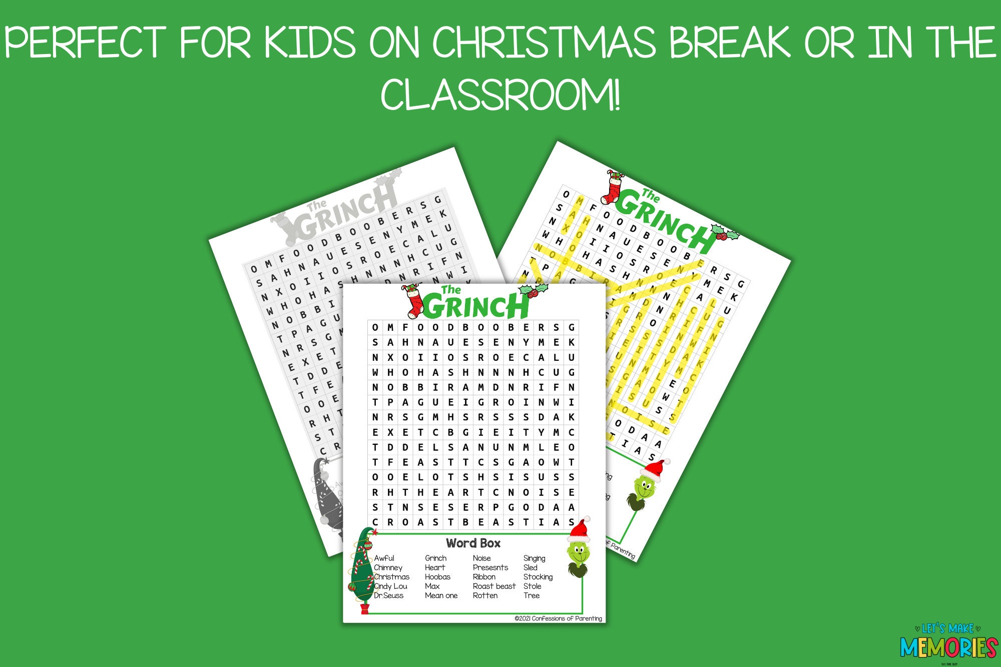 Grinch Word Search How the Grinch Stole Christmas Christmas Word