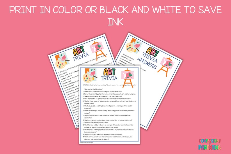 150 Art Trivia Questions Trivia For Kids Homeschool Trivia