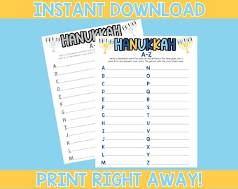 Hanukkah A-Z Game | Printable Hanukkah Game | Hanukkah Classroom Activity | Hanukkah Learning Fun | Hanukkah Word Game | Hanukkah Party Game
