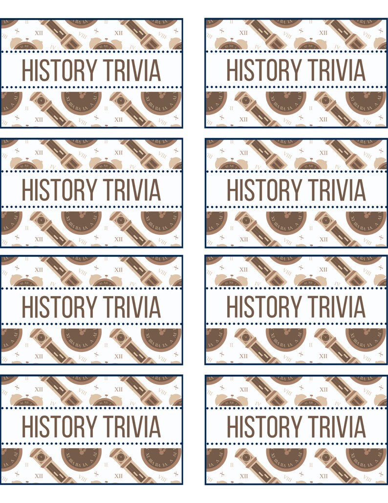 50 History Trivia Questions for Kids Etsy