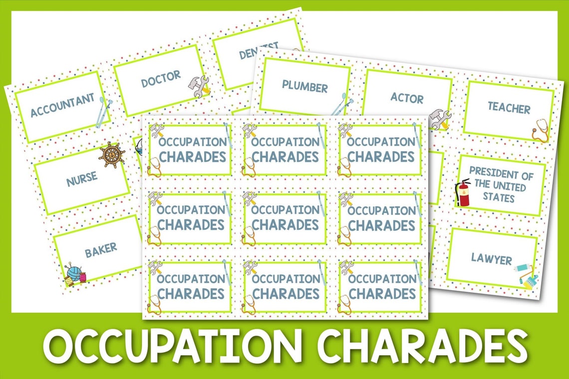 100 Occupation Charades | Occupation Charades for Kids | Job Charades ...