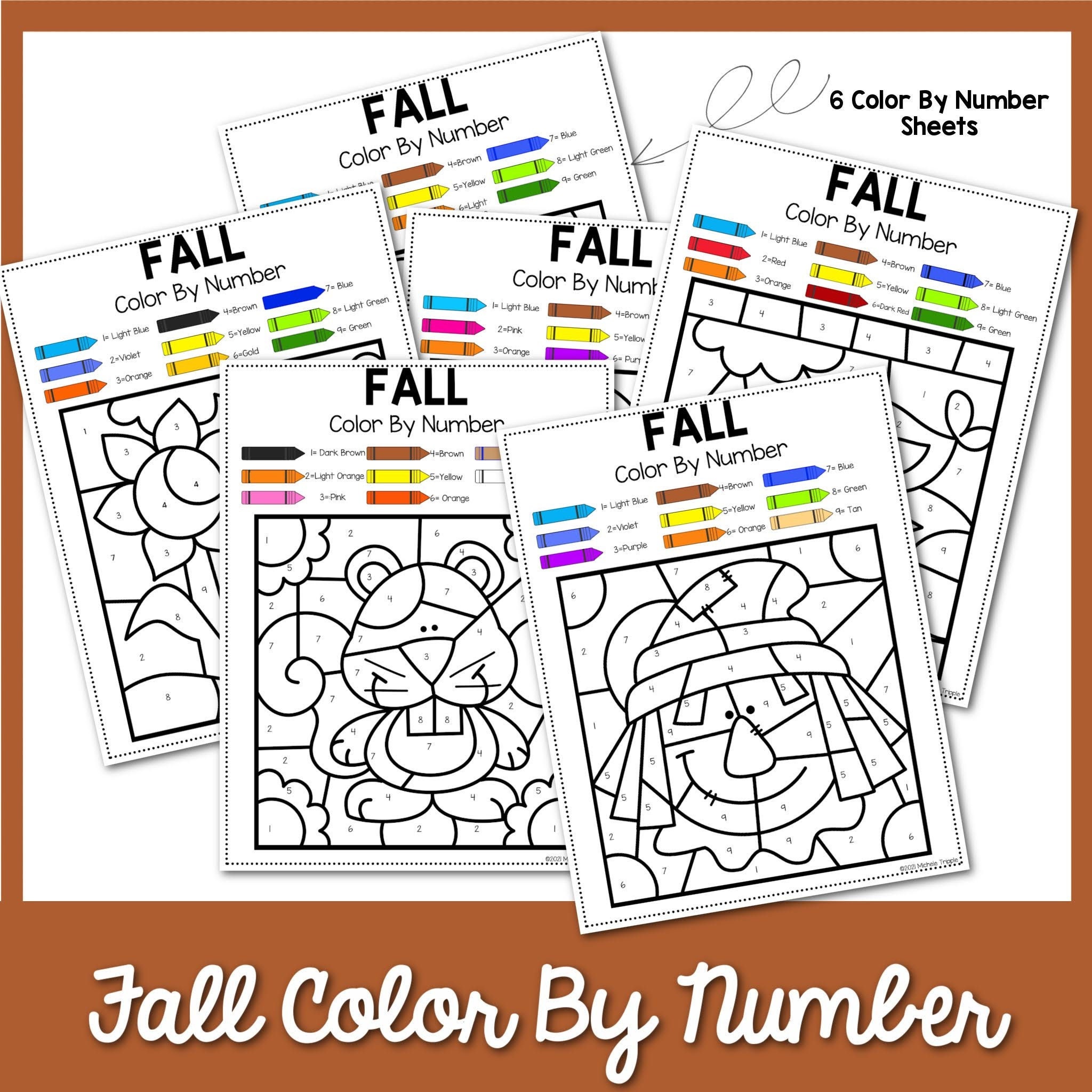 6 Fall Color by Number Printable Fall Color by Number color by Number