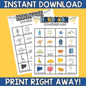 Hanukkah Scavenger Hunt | Printable Hanukkah Scavenger Hunt | Printable Scavenger Hunt | Hanukkah Games | Printable Hanukkah Activities