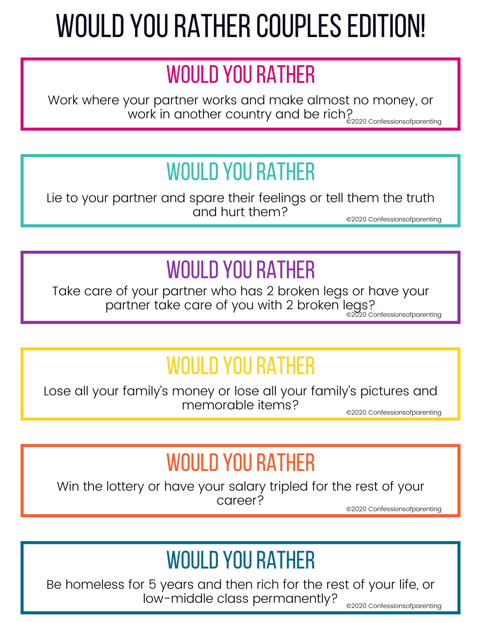 100+ Would You Rather Questions for Couples