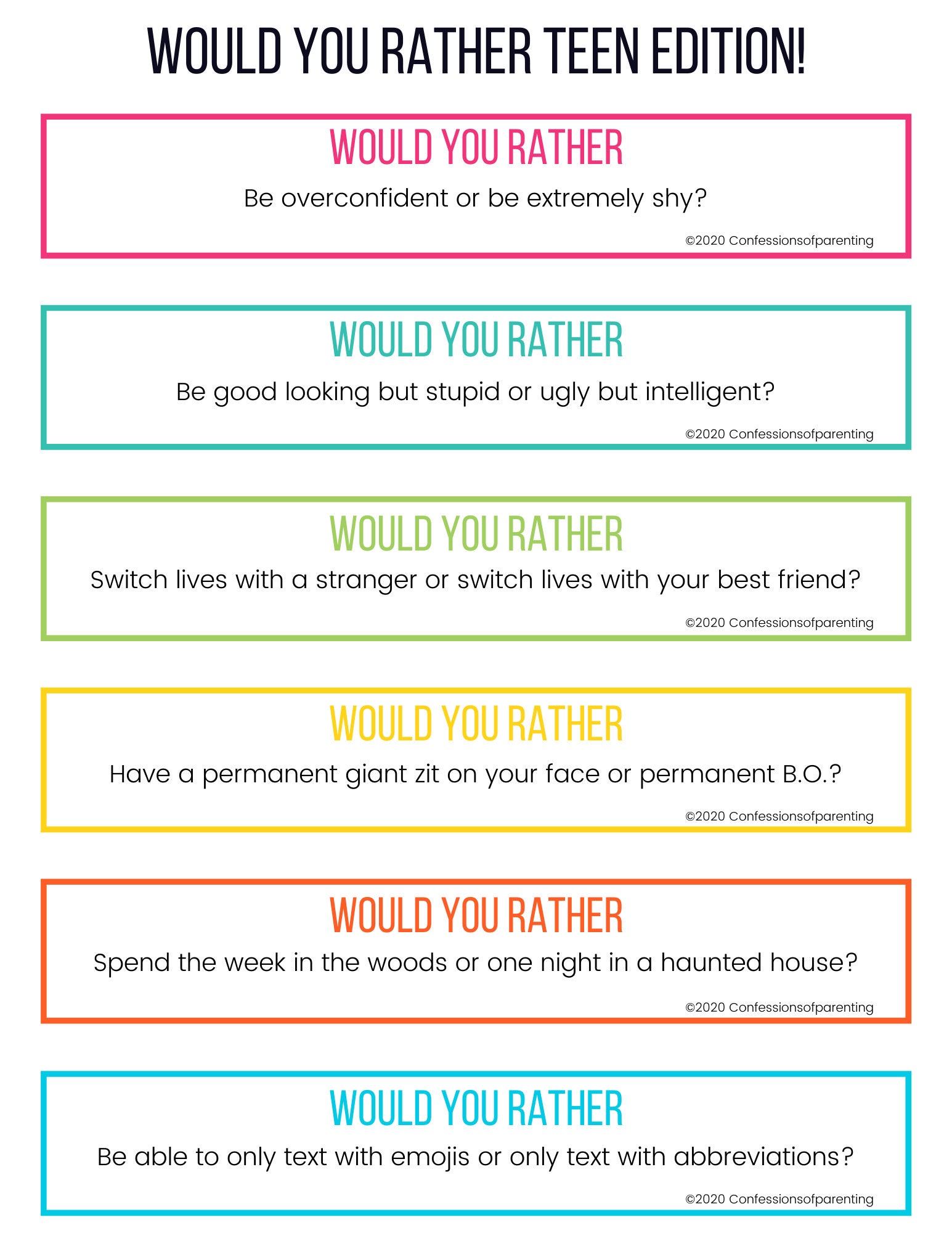 60 of the Best Would You Rather Questions