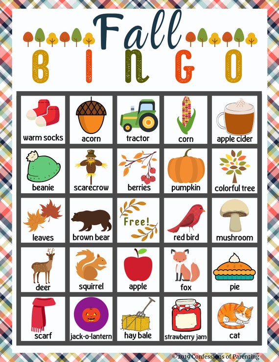 7 Fall Bingo Cards | Printable Game for Kids & Adults