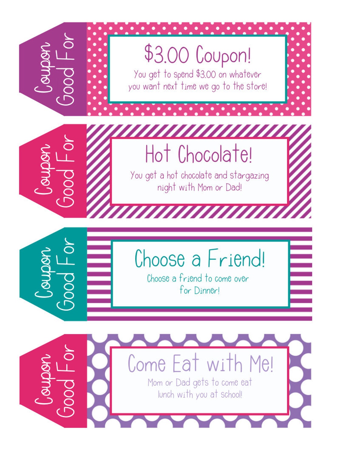 Kids Coupon Book, 39 Printable Coupons for Kids, Gifts for Kids, Gifts ...