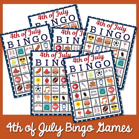 4th of July Color Bingo Games Celebrate Patriotic Day