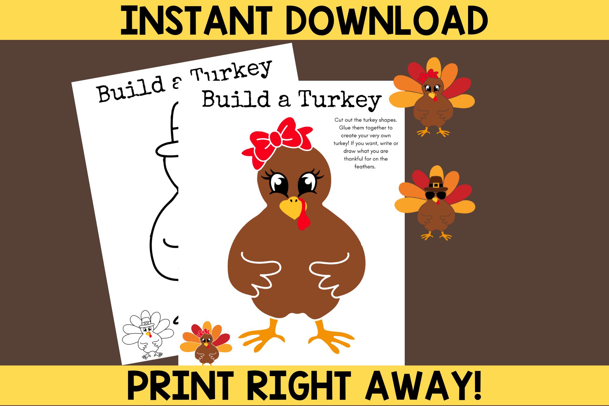 40 Thanksgiving Crafts: Fun and Festive Projects for Kids 10 Build A Turkey Kids Craft Printable Thanksgiving Turkey Craft…