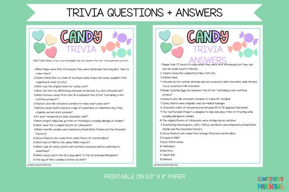 Candy Trivia Trivia for Classroom Printable Trivia Trivia for Kids Fun Trivia Games Homeschool Trivia Printable Classroom Game Etsy