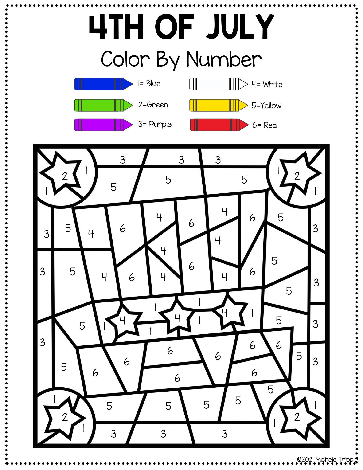 4th of July Color by Number Sheets Are Perfect Activity for ...